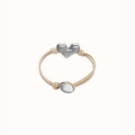 Camel Leather Bracelet with Silver Heart Detail - PUL2638CAMMTL-UNO de 50-Renee Taylor Gallery