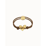 Brown Elastic Thread Bracelet with Golden Heart - PUL2641MARORO-UNO de 50-Renee Taylor Gallery
