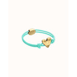Turquoise Elastic Thread Bracelet with Golden Heart Charm - PUL2641TQSORO-UNO de 50-Renee Taylor Gallery