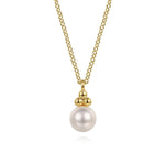14K Yellow Gold Pearl Drop Necklace – NK7055Y4JPL-Gabriel & Co.-Renee Taylor Gallery