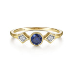 14K Yellow Gold Diamond and Sapphire 3 Stone Promise Ring Color Collection (Gaby ) - LR51605Y45SA-Gabriel & Co.-Renee Taylor Gallery