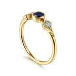 14K Yellow Gold Diamond and Sapphire 3 Stone Promise Ring Color Collection (Gaby ) - LR51605Y45SA-Gabriel & Co.-Renee Taylor Gallery