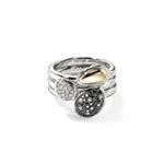 Pebble Stacking Rings, Sterling Silver, Gold, Black Sand Diamond Pavé - RZZP987482MDI-John Hardy-Renee Taylor Gallery