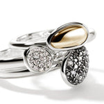 Pebble Stacking Rings, Sterling Silver, Gold, Black Sand Diamond Pavé - RZZP987482MDI-John Hardy-Renee Taylor Gallery