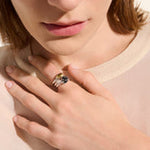 Pebble Stacking Rings, Sterling Silver, Gold, Black Sand Diamond Pavé - RZZP987482MDI-John Hardy-Renee Taylor Gallery