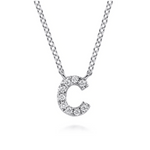 14K White Gold Diamond C Initial Pendant Necklace - NK8132C-W45JJ-Gabriel & Co.-Renee Taylor Gallery