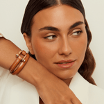 Shackle Bracelet Roll - Gold Plated, Camel Leather - B0021 ORC-CXC-Renee Taylor Gallery