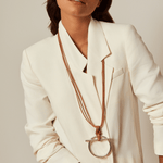 Origins Necklace - Silver Plated, Camel Leather - N0057 MCA00-CXC-Renee Taylor Gallery