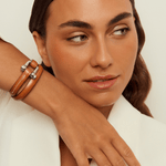Shackle Bracelet Roll - Silver Plated, Camel Leather - B0021 MCA-CXC-Renee Taylor Gallery