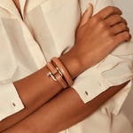 Shackle Bracelet Roll - Silver Plated, Camel Leather - B0021 MCA-CXC-Renee Taylor Gallery