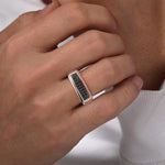 Sterling Silver Black Spinel Mens Ring - MR20041SVJBS-Gabriel & Co.-Renee Taylor Gallery