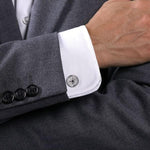 925 Sterling Silver Compass Cufflinks with Black Spinel Stone - CL20015SVJBS-Gabriel & Co.-Renee Taylor Gallery