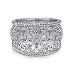 925 Sterling Silver Floral Openwork White Sapphire Ring - LR51711SVJWS-Gabriel & Co.-Renee Taylor Gallery