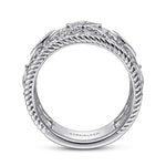 925 Sterling Silver Floral Openwork White Sapphire Ring - LR51711SVJWS-Gabriel & Co.-Renee Taylor Gallery