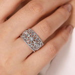 925 Sterling Silver Floral Openwork White Sapphire Ring - LR51711SVJWS-Gabriel & Co.-Renee Taylor Gallery