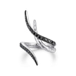 925 Sterling Silver Hammered Black Spinel Wrap Ring - LR51209SVJBS-Gabriel & Co.-Renee Taylor Gallery