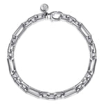925 Sterling Silver Hollow Figaro Chain Bracelet - TBM2035-85SVJJJ-Gabriel & Co.-Renee Taylor Gallery