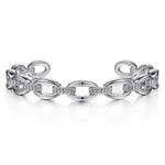 Sterling Silver Oval Link Cuff Bangle - BG4590-62SVJJJ-Gabriel & Co.-Renee Taylor Gallery