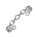 Sterling Silver Oval Link Cuff Bangle - BG4590-62SVJJJ-Gabriel & Co.-Renee Taylor Gallery