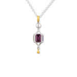 Twirly Amethyst Garnet Topaz Pendant with Diamond by Lika Behar