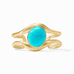 Wave Stone Cuff-Turquoise Blue - C130GTQ00-Julie Vos-Renee Taylor Gallery