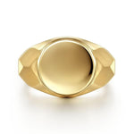 Wide 14K Yellow Gold Round Signet Ring in High Polished Finish - MR52069Y4JJJ-Gabriel & Co.-Renee Taylor Gallery