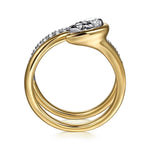 Wide Band Wrap Ring 14K White and RD Yellow Gold Diamond 0.5ct Contemporary Collection - LR52802M45JJ-Gabriel & Co.-Renee Taylor Gallery