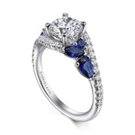 14K White Gold Bypass Round Sapphire and Diamond Engagement Ring Mount - ER15328R4W44SA-Gabriel & Co.-Renee Taylor Gallery