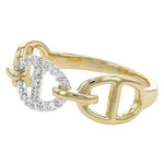 14K Yellow Gold Diamond Link Ring - D5985-Allison Kaufman-Renee Taylor Gallery
