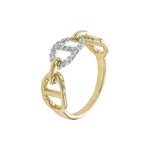 14K Yellow Gold Diamond Link Ring - D5985-Allison Kaufman-Renee Taylor Gallery