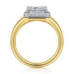 14K White-Yellow Gold Emerald Cut Three Stone Diamond Engagement Ring Mount - ER16519E5M44JJ-Gabriel & Co.-Renee Taylor Gallery
