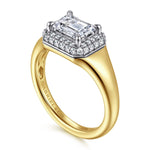 14K White-Yellow Gold Emerald Cut Three Stone Diamond Engagement Ring Mount - ER16519E5M44JJ-Gabriel & Co.-Renee Taylor Gallery