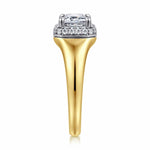 14K White-Yellow Gold Emerald Cut Three Stone Diamond Engagement Ring Mount - ER16519E5M44JJ-Gabriel & Co.-Renee Taylor Gallery