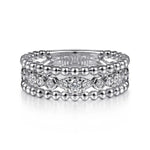 925 Sterling Silver White Sapphire Bujukan Easy Stackable Ladies Ring - LR51779SVJWS-Gabriel & Co.-Renee Taylor Gallery