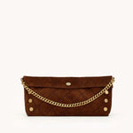 INVITATION CLUTCH - Chocolate Diamond Suede/Antique Gold-Hammitt-Renee Taylor Gallery