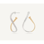 18K Yellow & White Gold Twisted Irregular Small Hoops with Diamond Pavé - OG404 B YW M5-Marco Bicego-Renee Taylor Gallery