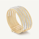 18K Masai Yellow Gold 9-Strand Bracelet with Diamond Pavé Bands - BG854 B YW M5-Marco Bicego-Renee Taylor Gallery