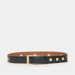 CHARLIE REVERSIBLE RIVETED BELT LRG - Black/Mahogany Pebble/Brushed Gold-Hammitt-Renee Taylor Gallery