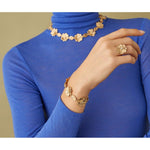 Petali 18K Yellow Gold Flower Ring with Diamond Center - AB605 B Y 02-Marco Bicego-Renee Taylor Gallery