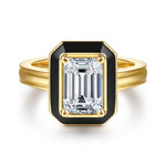 14K Yellow Gold Emerald Cut Diamond Engagement Ring Mount - ER16935E8Y4JJJ-Gabriel & Co.-Renee Taylor Gallery