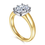 14K White-Yellow Gold Radiant Cut Three Stone Diamond Engagement Ring Mount - ER17033G10M44JJ-Gabriel & Co.-Renee Taylor Gallery