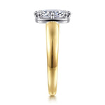 14K White-Yellow Gold Radiant Cut Three Stone Diamond Engagement Ring Mount - ER17033G10M44JJ-Gabriel & Co.-Renee Taylor Gallery