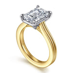 14K White-Yellow Gold Emerald Cut Halo Diamond Engagement Ring Mount - ER16981E12M44JJ-Gabriel & Co.-Renee Taylor Gallery