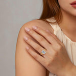 14K White-Yellow Gold Emerald Cut Halo Diamond Engagement Ring Mount - ER16981E12M44JJ-Gabriel & Co.-Renee Taylor Gallery
