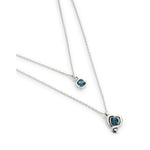 Sterling Silver Plated Pendant with Double Chain and Hearts with Blue Crystal - COL2002AZOMTL0U-UNO de 50-Renee Taylor Gallery