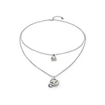 Sterling Silver Plated Pendant with Double Chain and Hearts with Clear Crystal - COL2002CRSMTL0U-UNO de 50-Renee Taylor Gallery