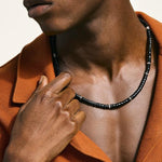 Heishi Silver Necklace with 6mm Treated Black Onyx Beads - NMS290141BONX22-John Hardy-Renee Taylor Gallery