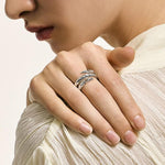 Naga Silver Diamond Pave (0.11ct) Double Row Ring - RBP604032DI-John Hardy-Renee Taylor Gallery