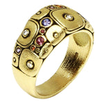 18K Blocks Purple/Orange Mix Sapphire & Diamond Ring - R-135S-Alex Sepkus-Renee Taylor Gallery