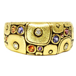 18K Blocks Purple/Orange Mix Sapphire & Diamond Ring - R-135S-Alex Sepkus-Renee Taylor Gallery